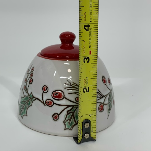 In Home Stylez Winter Christmas Holly Print Ceramic Lidded Sugar Dish Nwt Unused - Picture 10 of 11